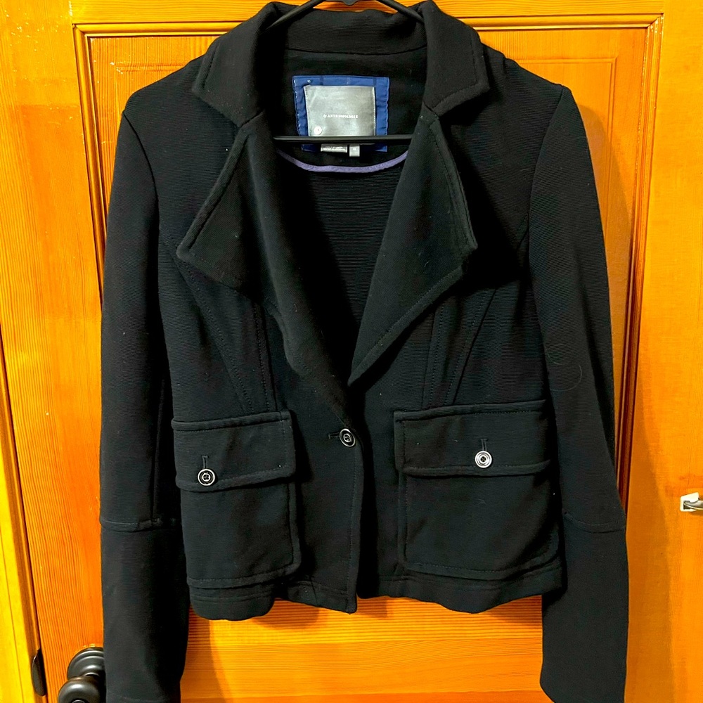Anthropologie Black Blazer with Buttoned Pockets